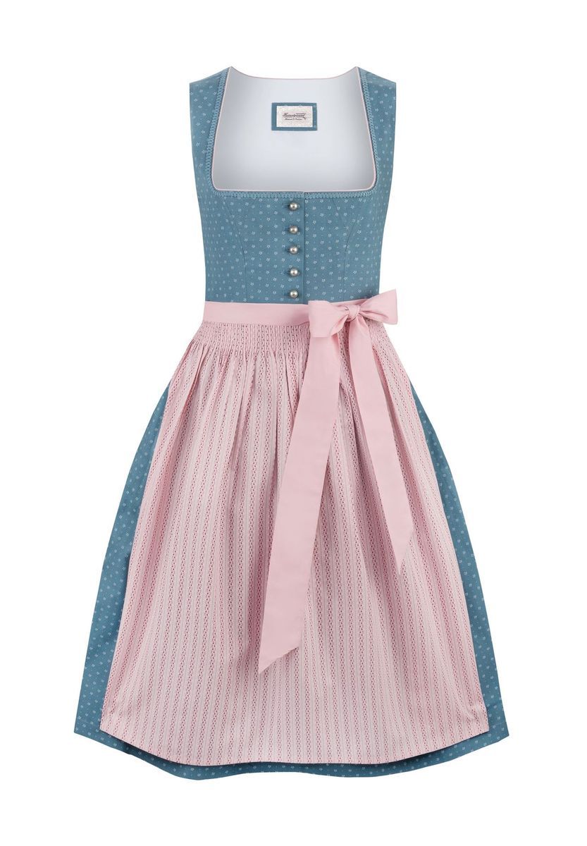Traditionelles Dirndl mit gestreifter Schürze