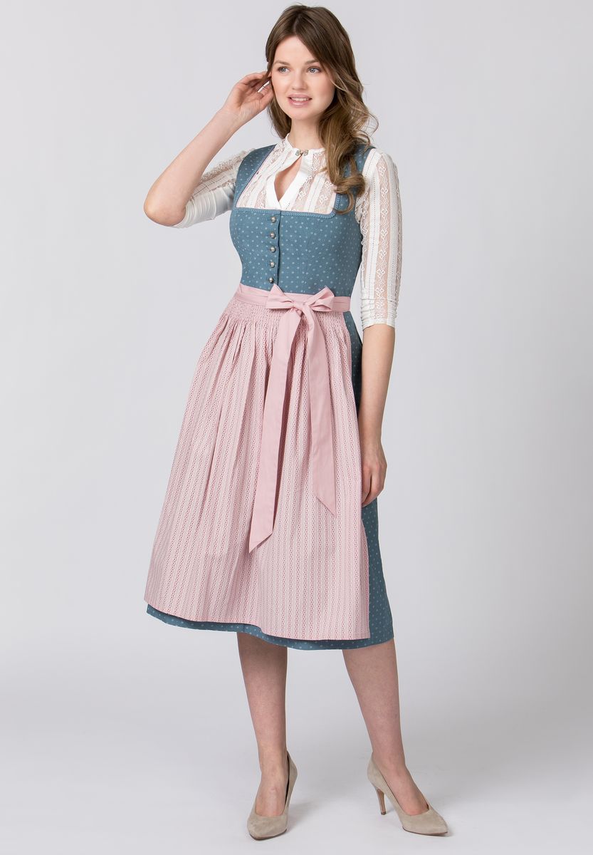 Traditionelles Dirndl mit gestreifter Schürze