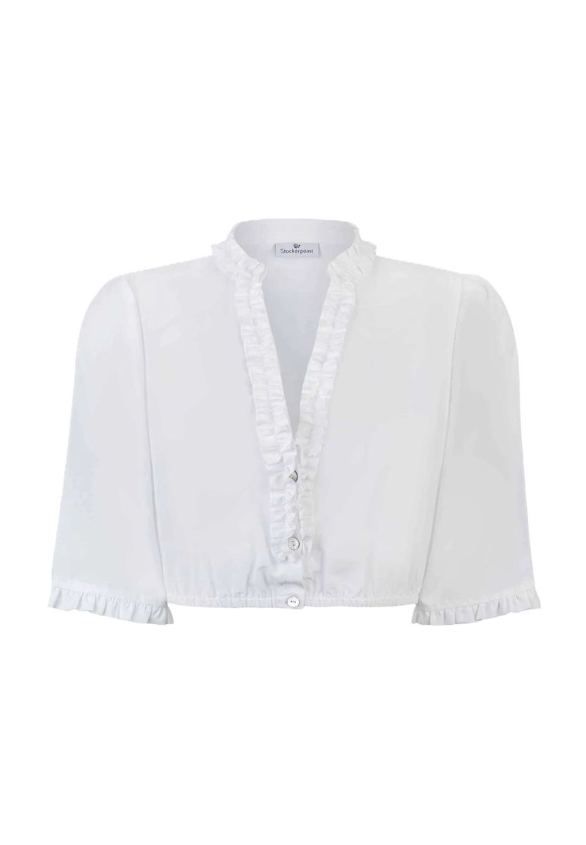Dirndlbluse mit V-Ausschnitt und Rüschen