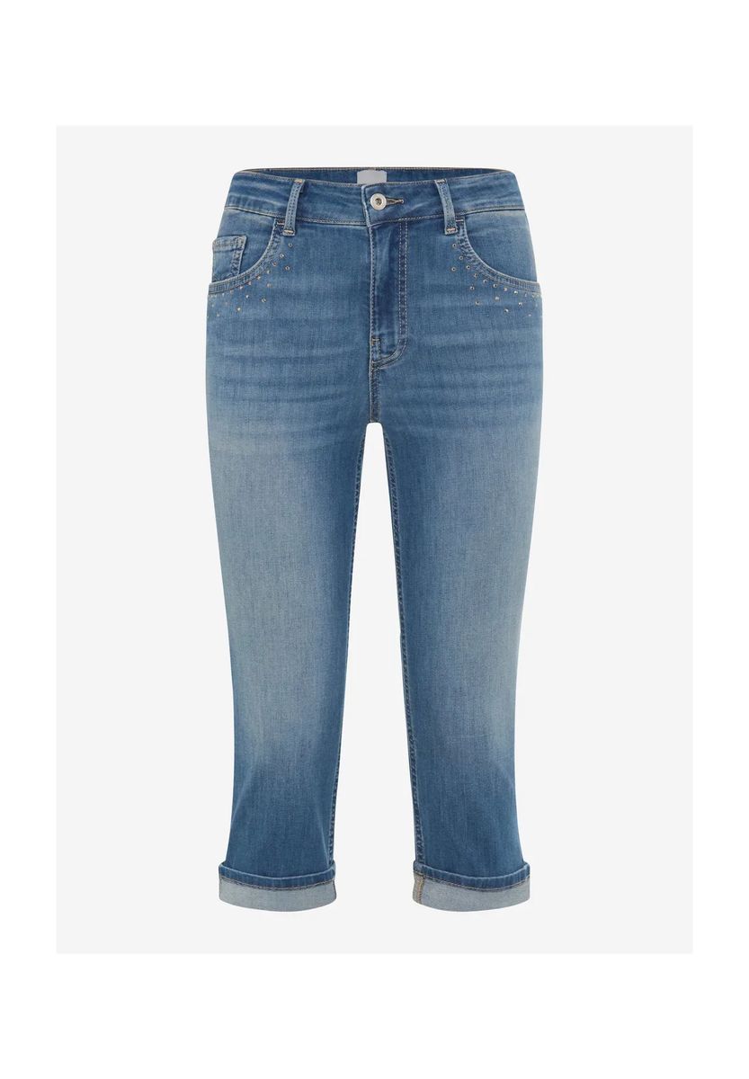 Verzierte Stretch-Capri-Jeans