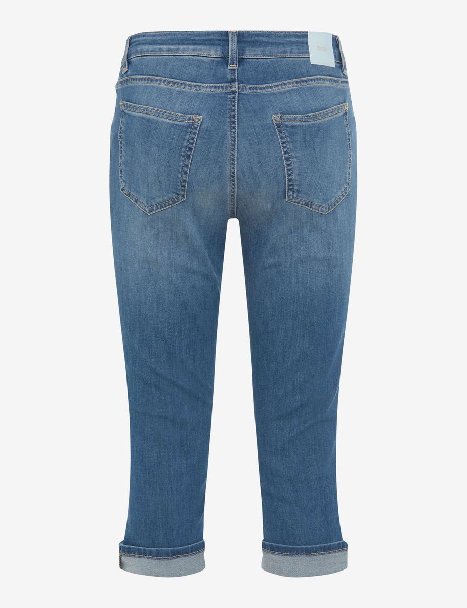 Verzierte Stretch-Capri-Jeans