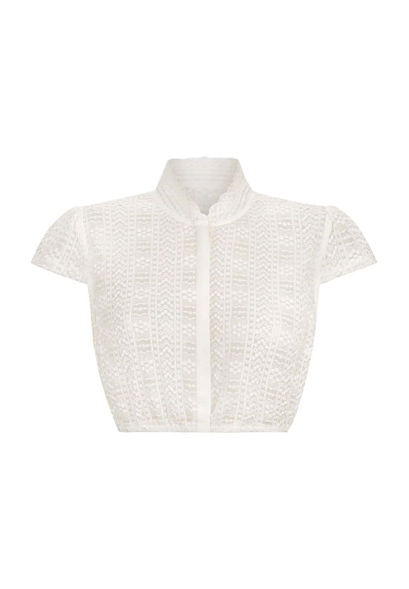 Dirndlbluse mit Spitzen-Stehkragen