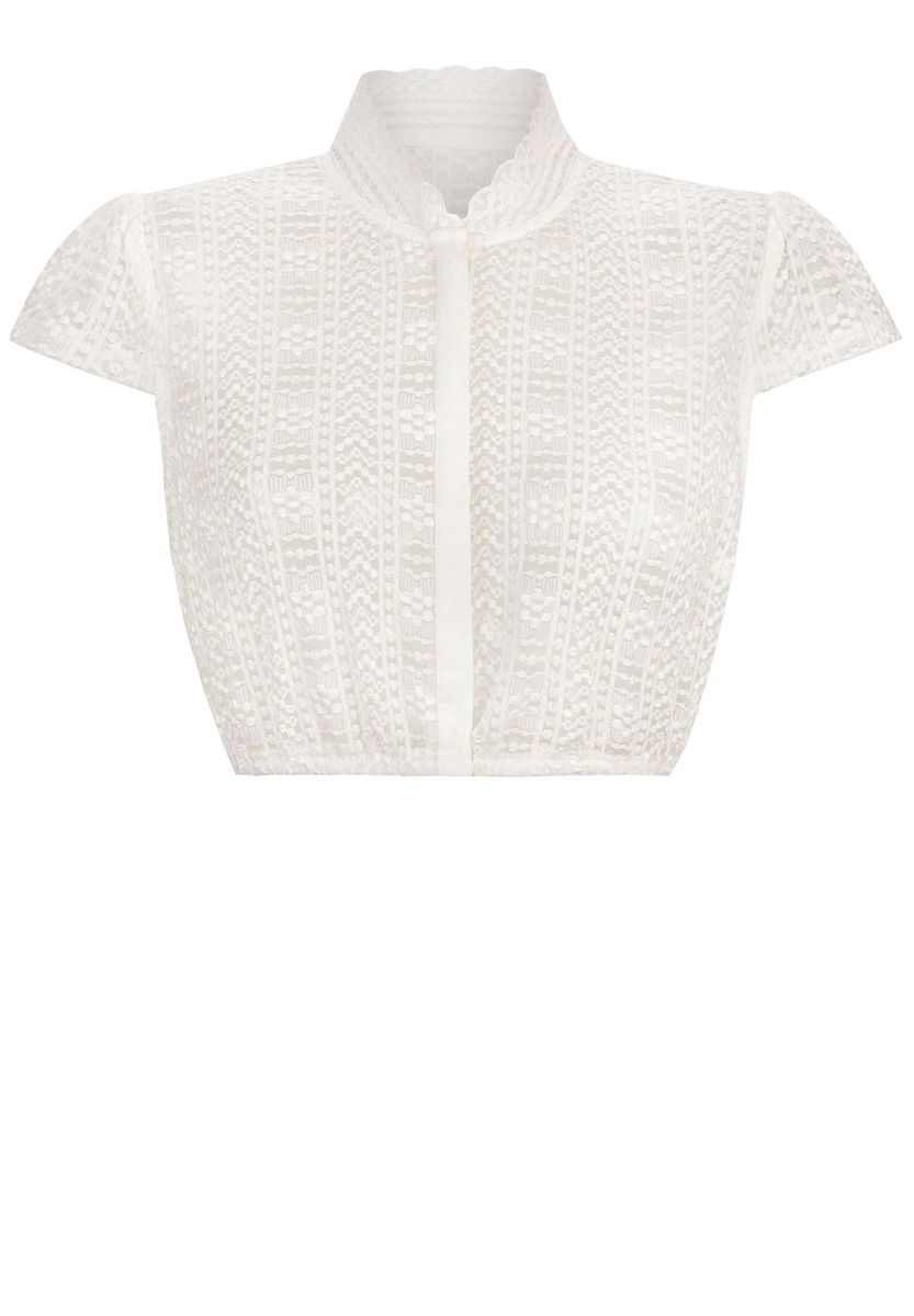 Dirndlbluse mit Spitzen-Stehkragen