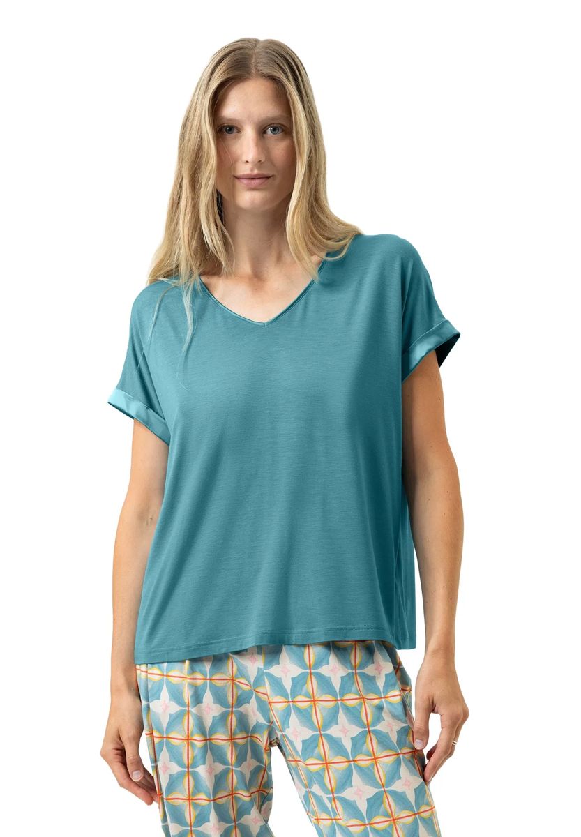 V-Ausschnitt Top mit Satindetails