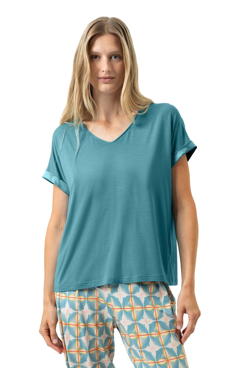 V-Ausschnitt Top mit Satindetails