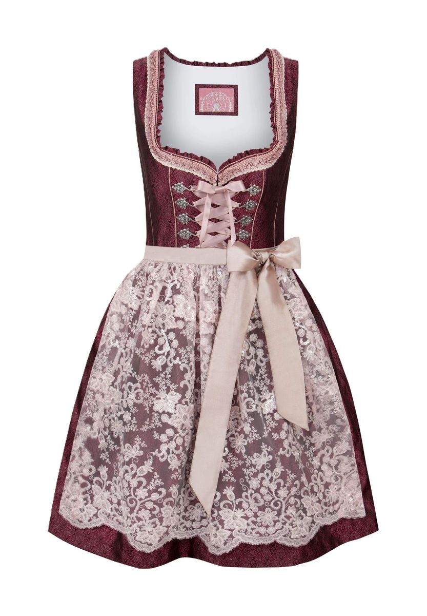 Jacquard Dirndl mit Spitzenschürze