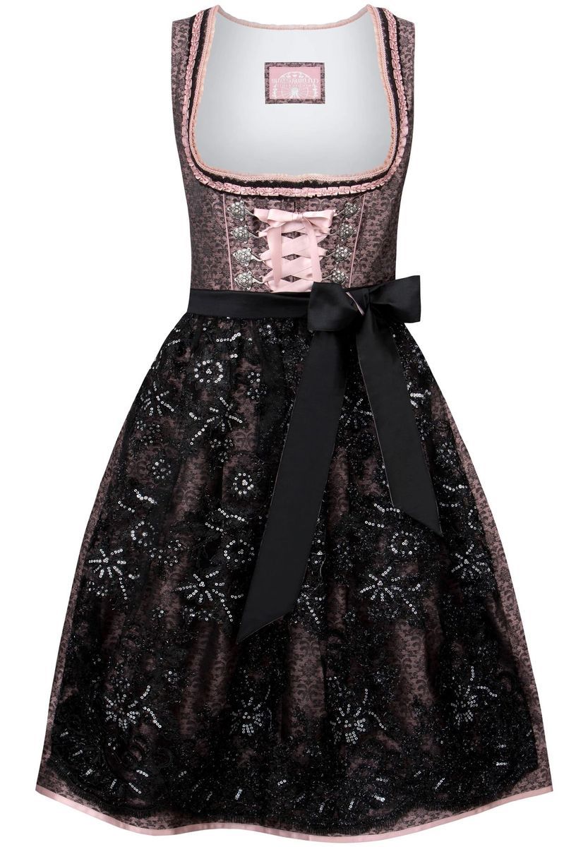 Elegantes Jacquard-Dirndl mit Spitze