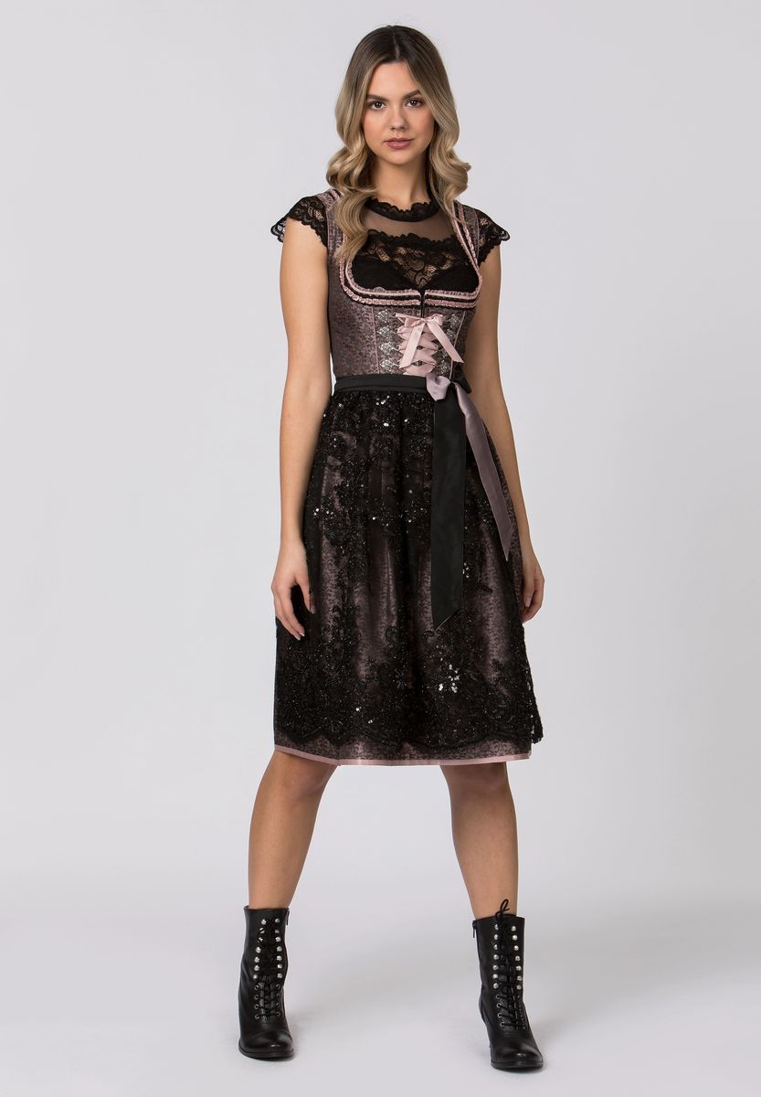 Elegantes Jacquard-Dirndl mit Spitze