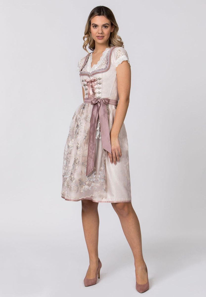 Elegantes Jacquard-Dirndl mit Spitze
