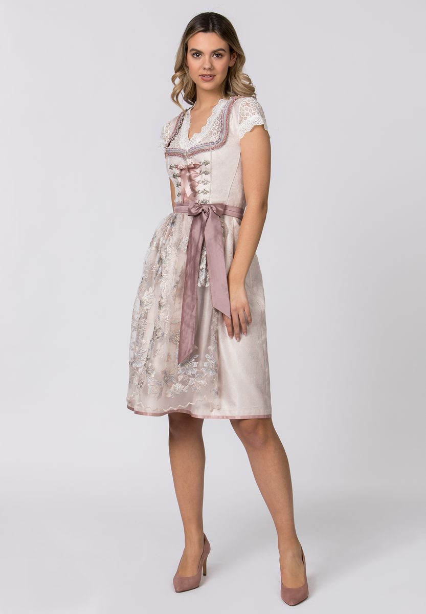 Elegantes Jacquard-Dirndl mit Spitze
