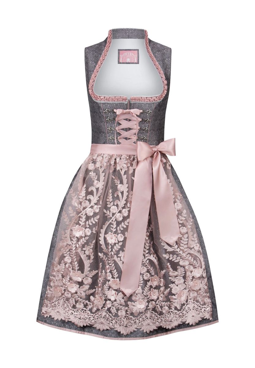 Jacquard-Dirndl mit Spitzen-Schürze