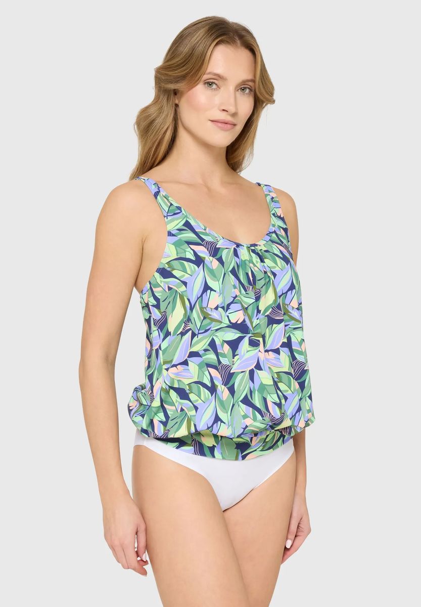 Tropisches Blättermuster Blouson-Top