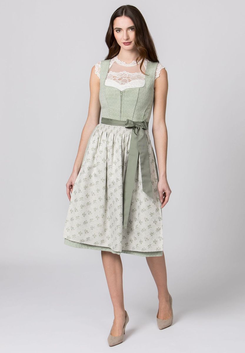 Traditionelles Jacquard-Midi-Dirndl mit Blumenmuster