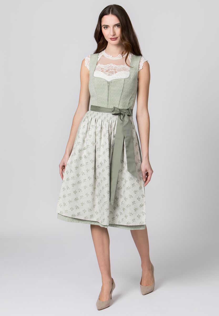 Traditionelles Jacquard-Midi-Dirndl mit Blumenmuster