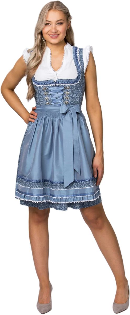 Verziertes Midi-Dirndl mit Blumenmuster