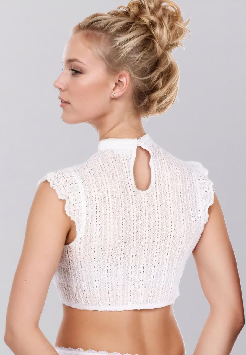 Elegante hochgeschlossene Häkelspitzenbluse