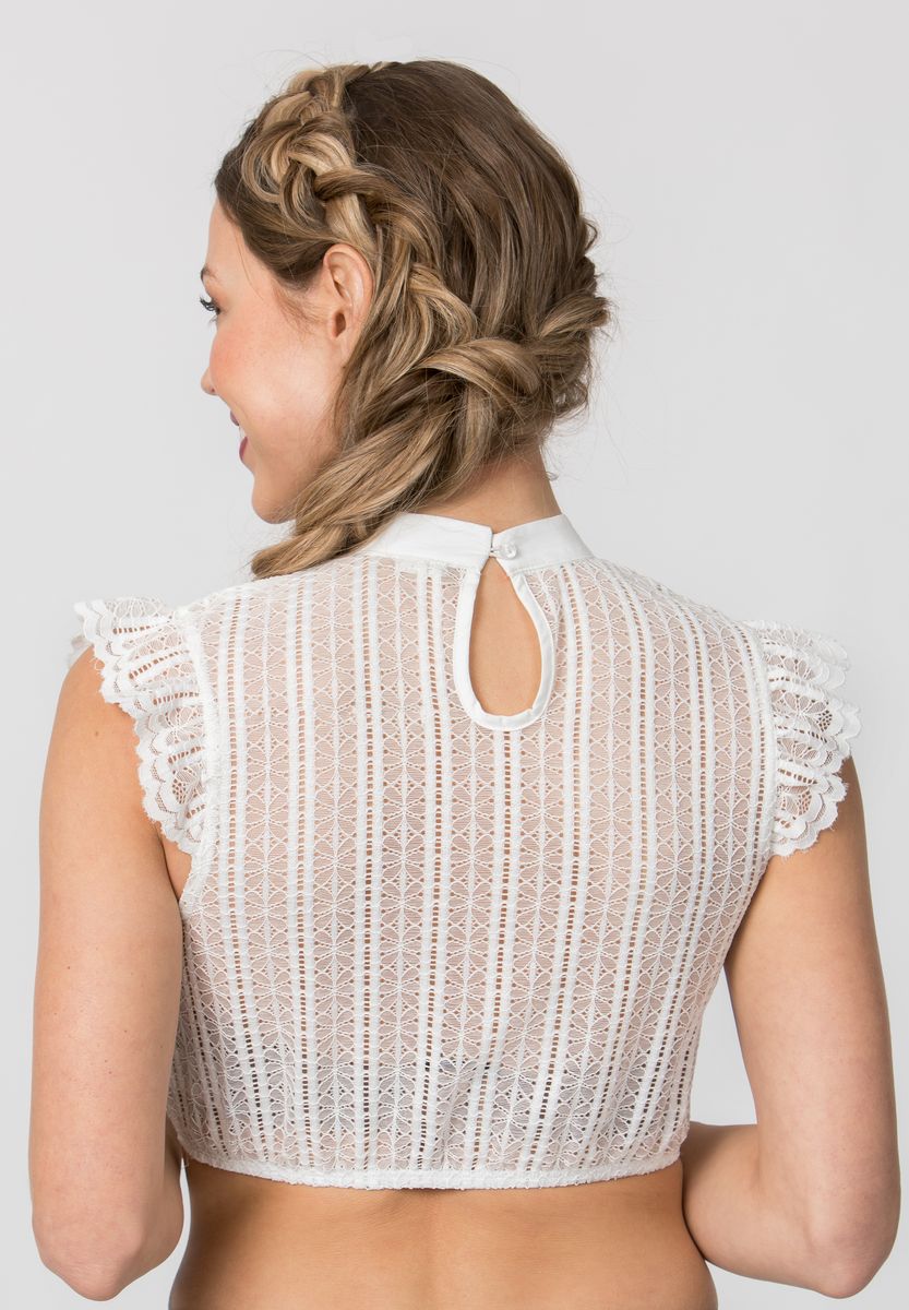 Elegante hochgeschlossene Häkelspitzenbluse