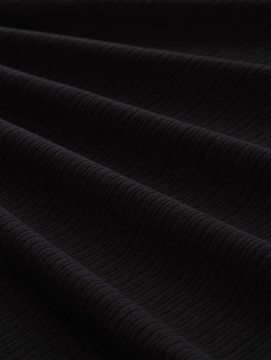 Geripptes T-Shirt Kleid in Maxi-Länge