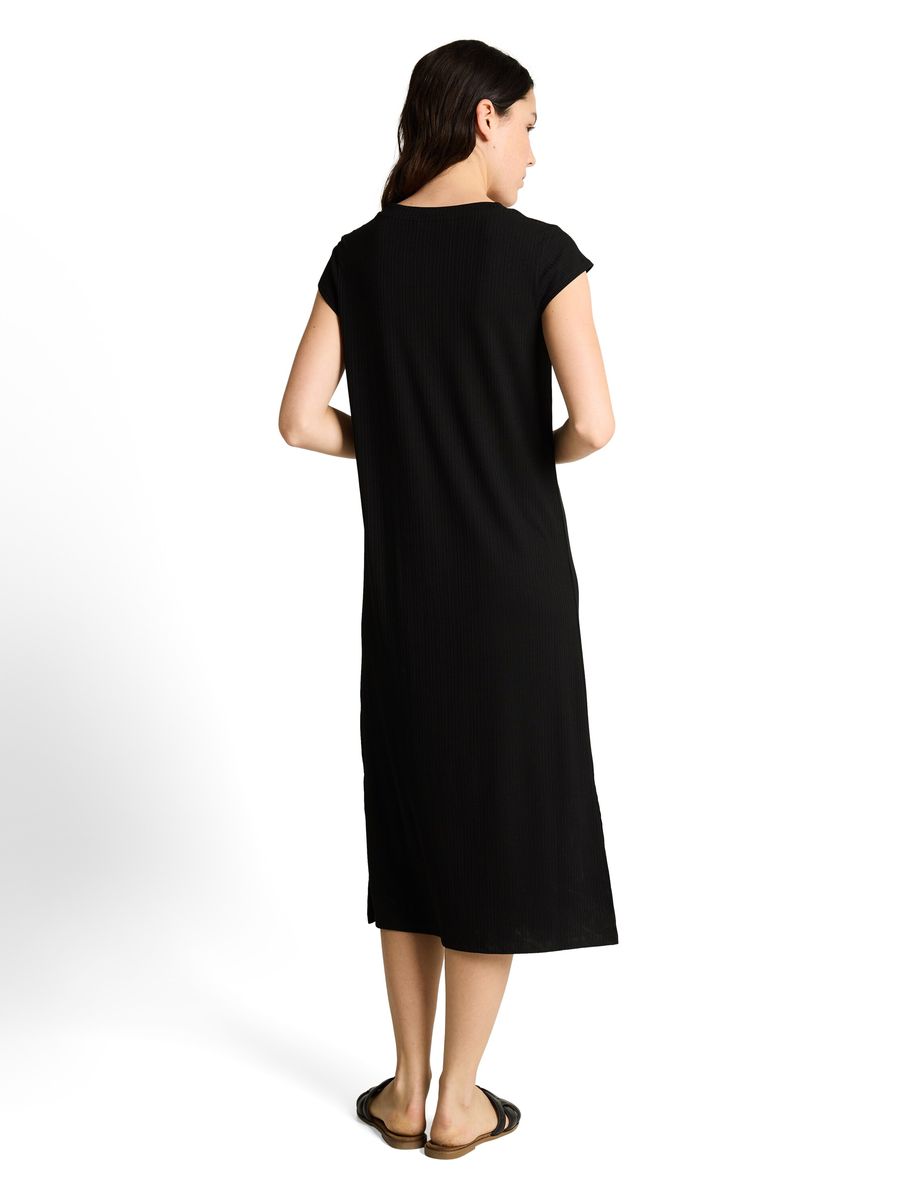 Geripptes T-Shirt Kleid in Maxi-Länge