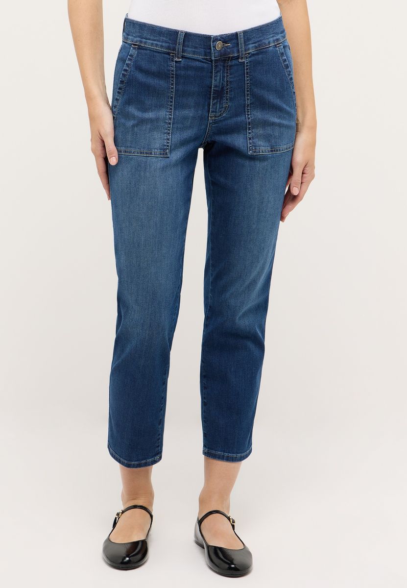 7/8-Jeans mit aufgesetzten Taschen