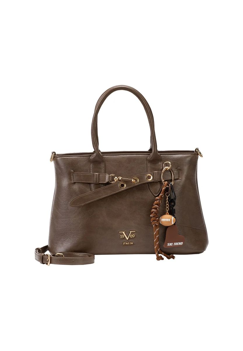 Strukturierte Schultertasche mit Anhängern