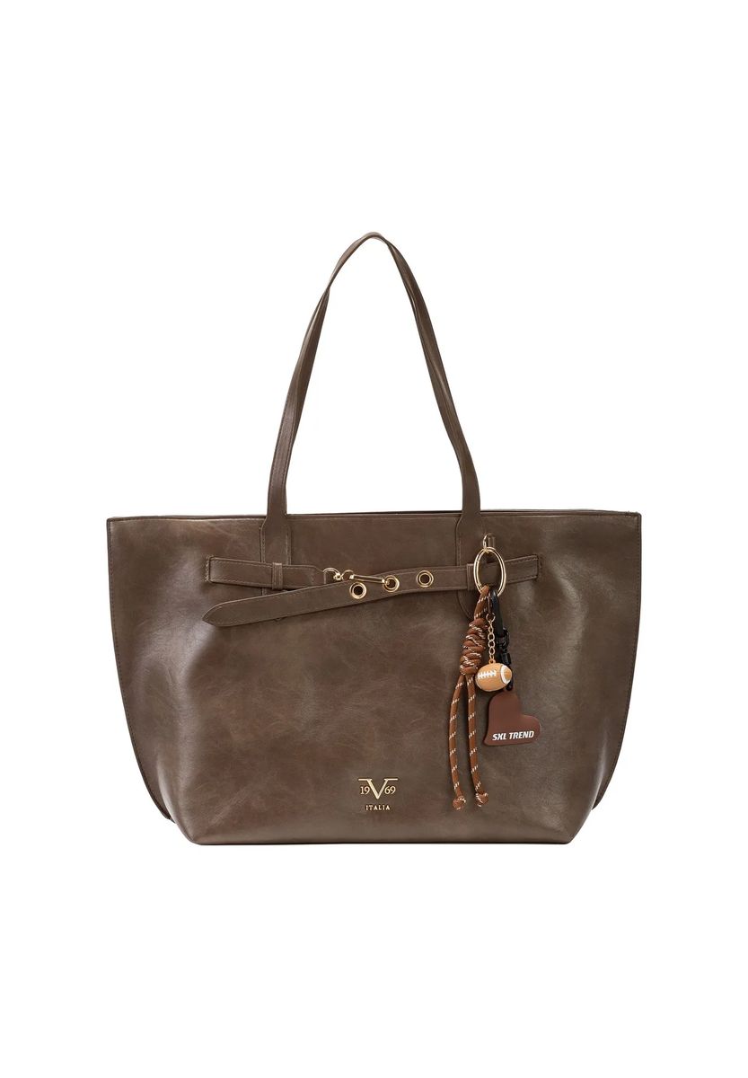 Shopper-Tasche aus Kunstleder mit Gürtel-Detail