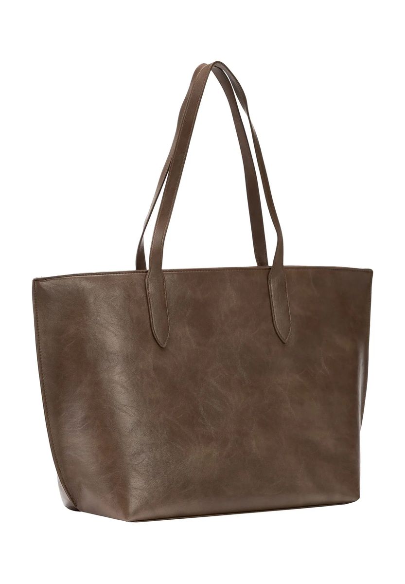 Shopper-Tasche aus Kunstleder mit Gürtel-Detail