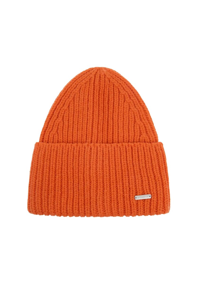 Klassische Rippstrick-Beanie mit Logo