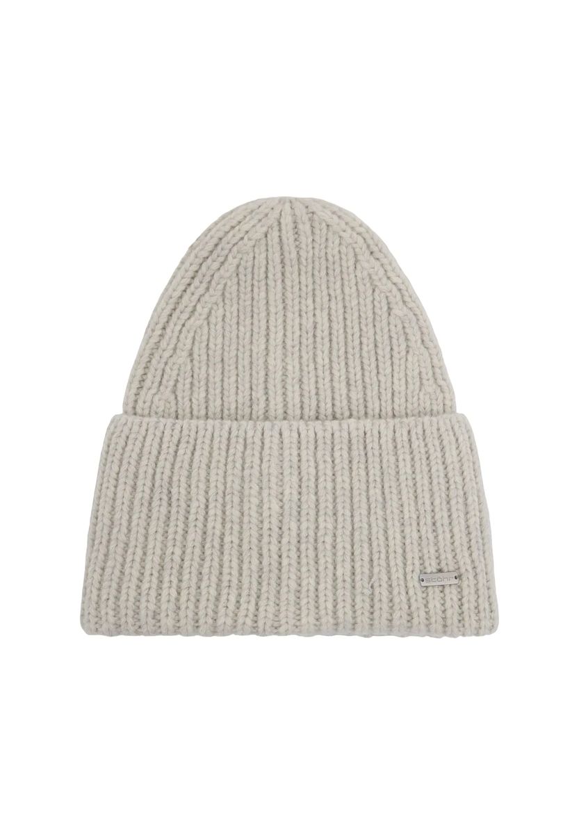 Beanie mit Rippstrick und Umschlag