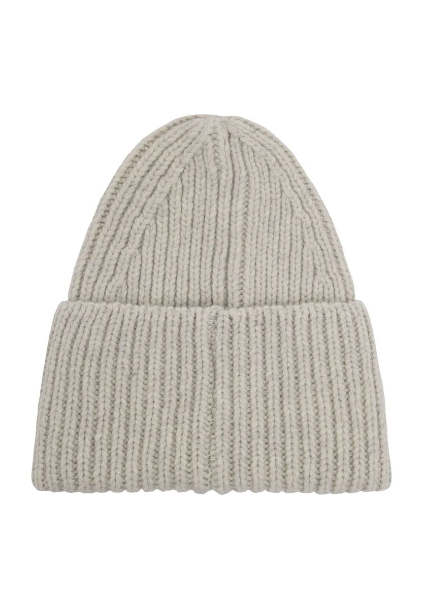 Beanie mit Rippstrick und Umschlag