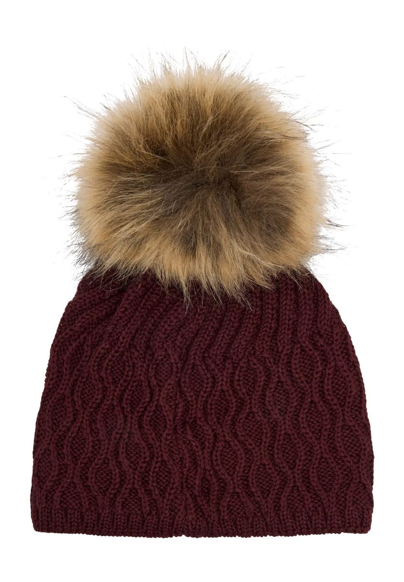Strukturstrickmütze mit Bommel