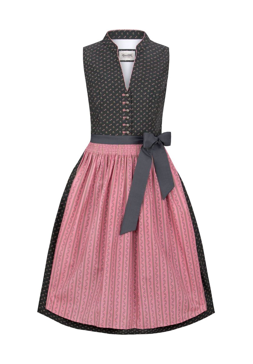 Hochgeschlossenes Dirndl mit Blumenmuster