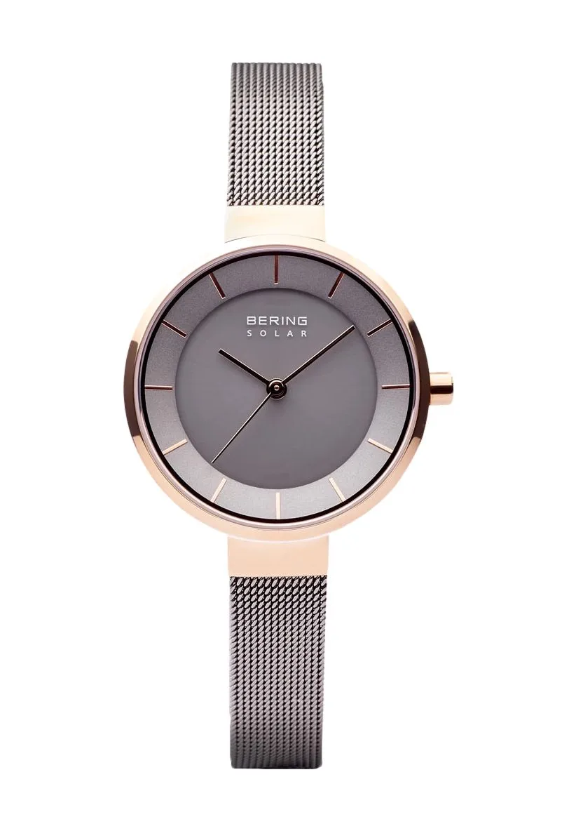 Minimalistische Solaruhr mit Mesh-Armband