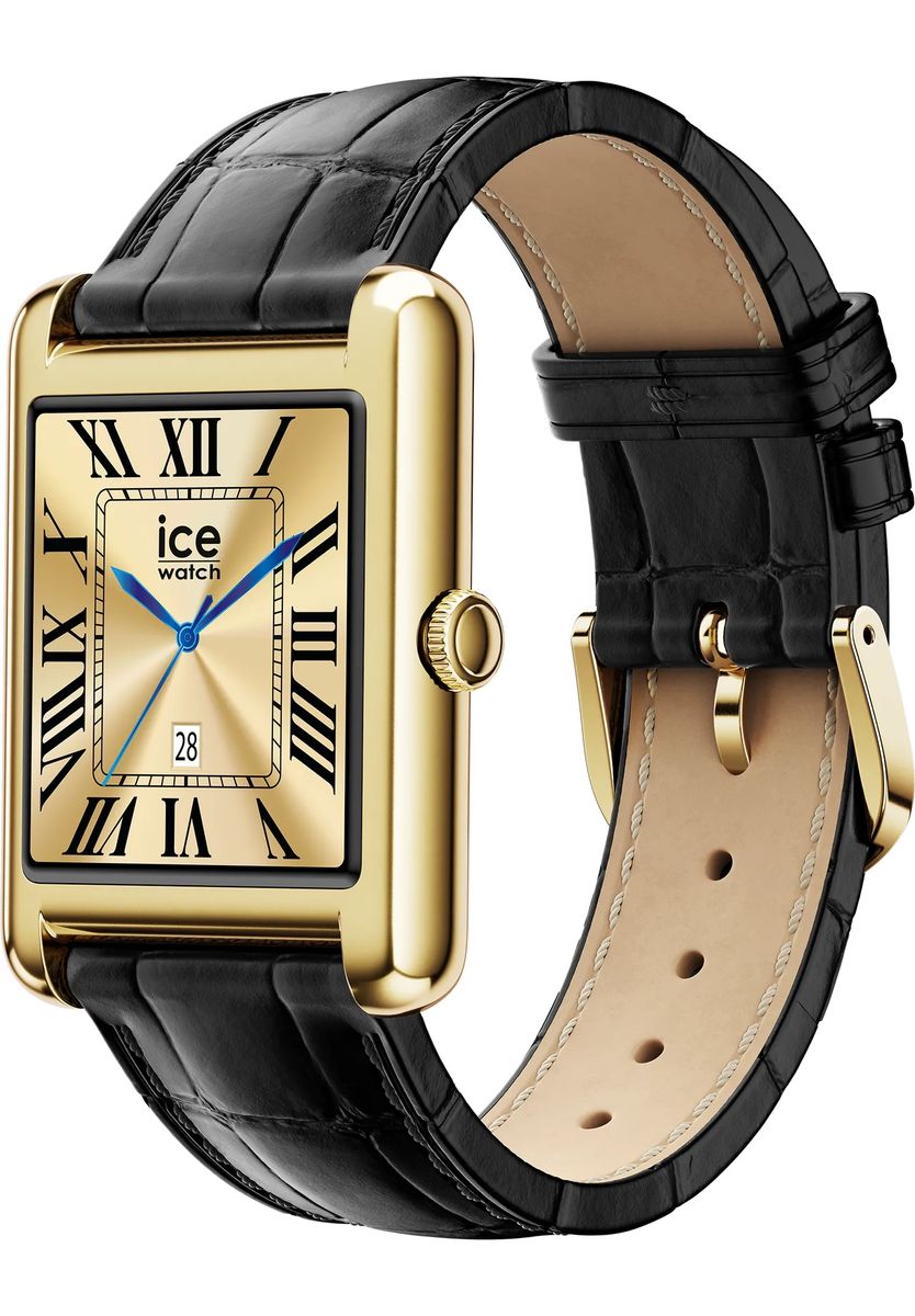 Klassische rechteckige Smartwatch mit Kroko-Armband