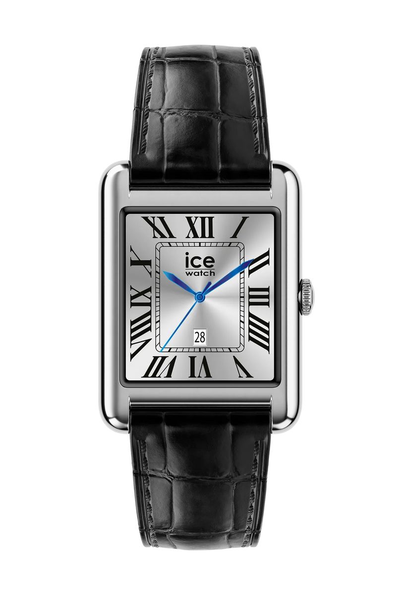 Elegante rechteckige Smartwatch mit Krokoband