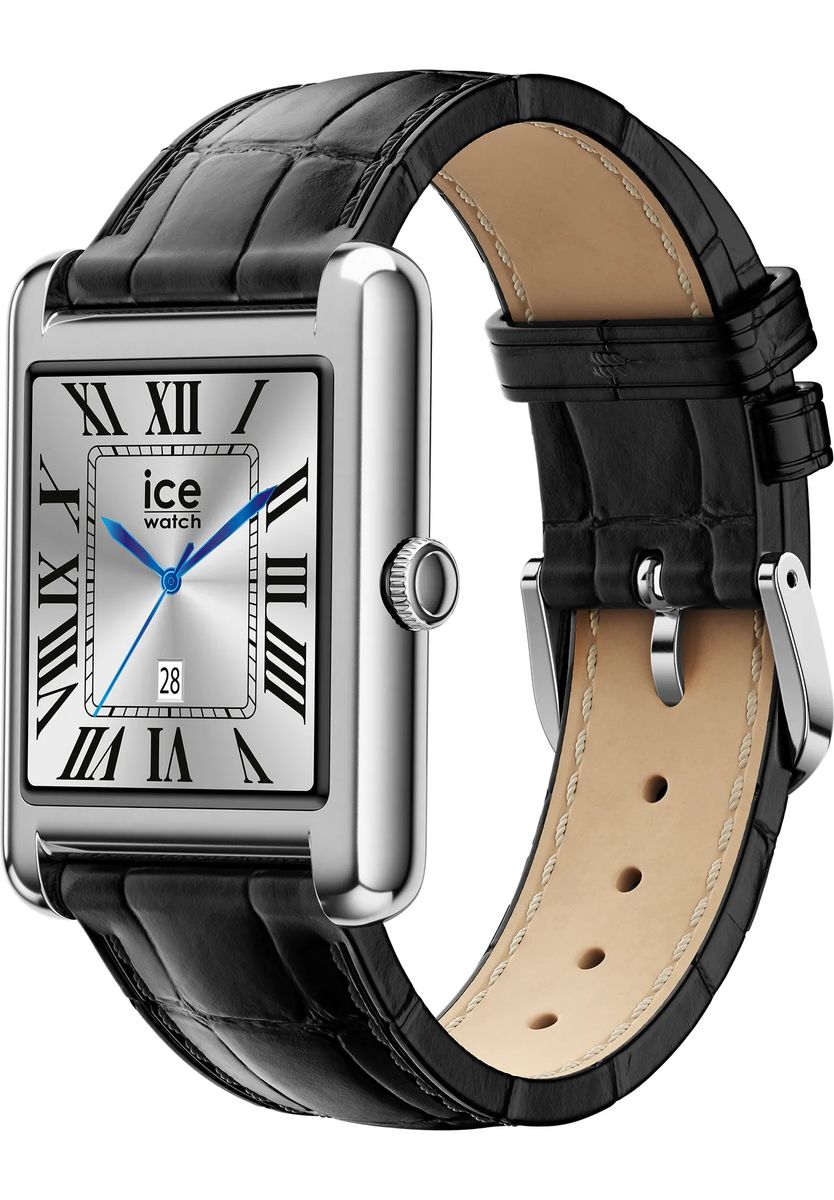 Elegante rechteckige Smartwatch mit Krokoband