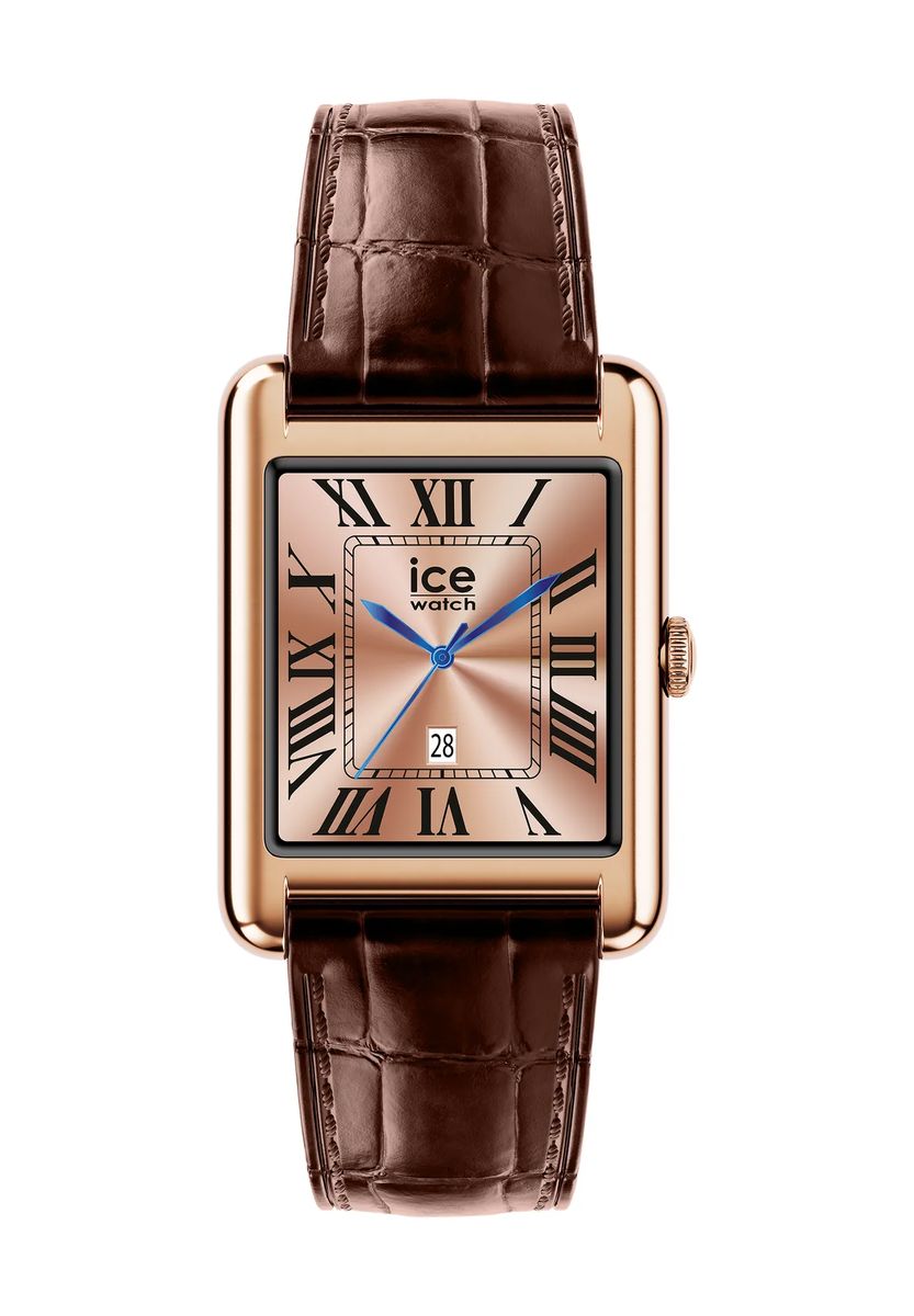 Elegante rechteckige Smartwatch mit Kroko-Band
