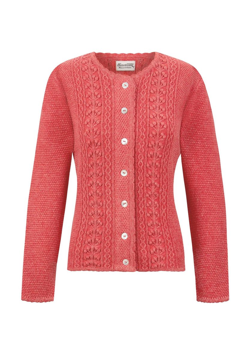 Taillierte Trachtenstrickjacke mit Zopfmuster