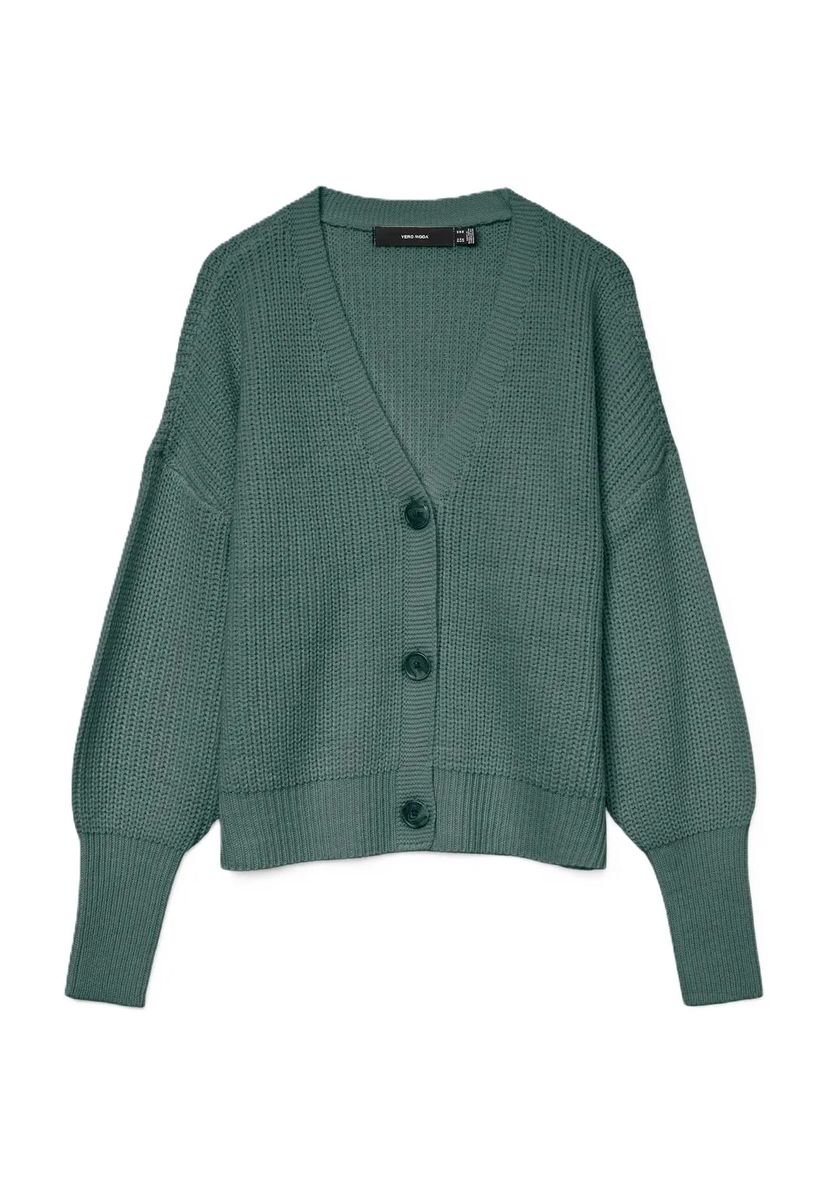 Strickjacke mit V-Ausschnitt und Rippbündchen
