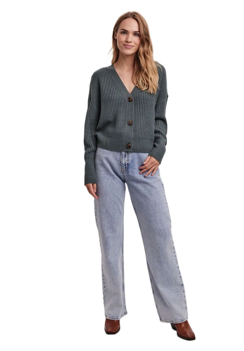 Strickjacke mit V-Ausschnitt und Rippbündchen