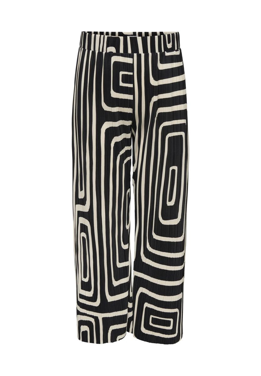 Grafische Plissee-Hose mit weitem Bein