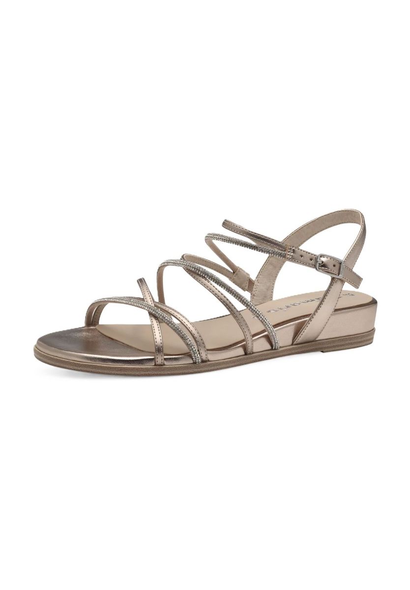 Elegante Metallic-Riemchensandalen mit Keilabsatz