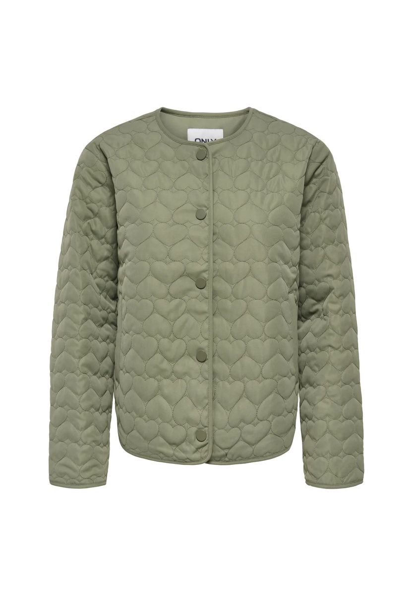 Kragenlose Steppjacke mit Herzmuster