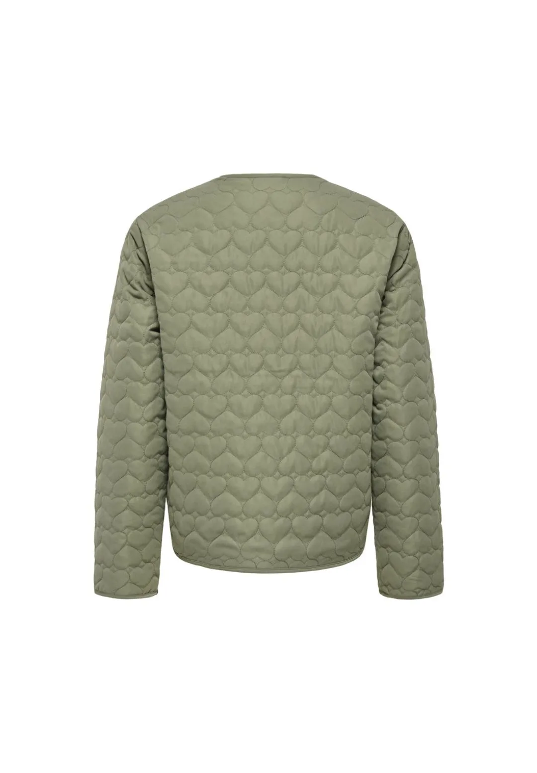 Kragenlose Steppjacke mit Herzmuster