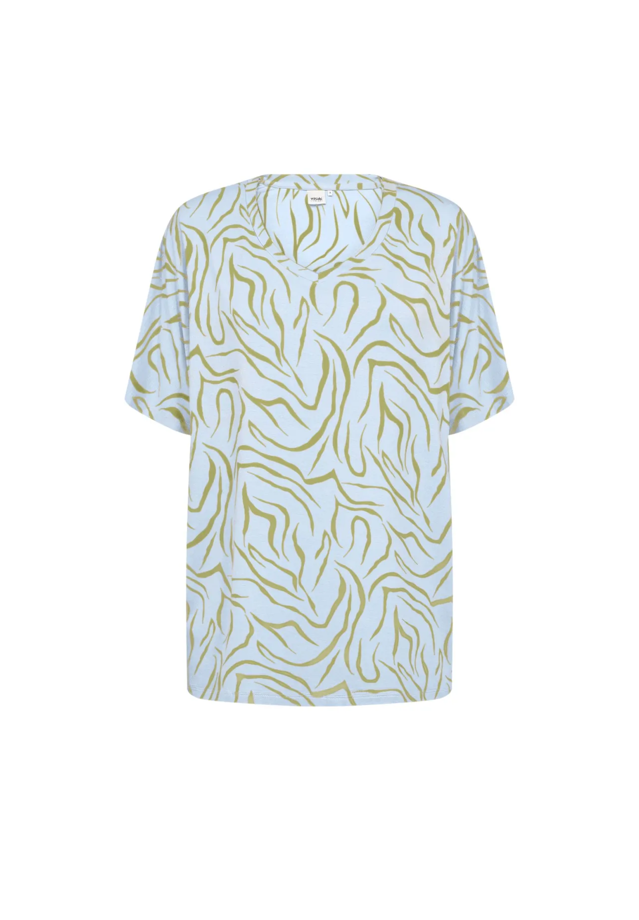 T-Shirt mit V-Ausschnitt und Wellenmuster