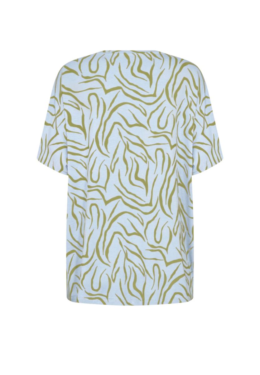 T-Shirt mit V-Ausschnitt und Wellenmuster