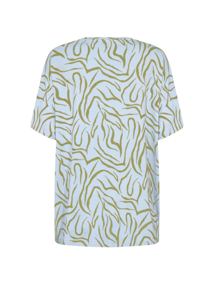 T-Shirt mit V-Ausschnitt und Wellenmuster