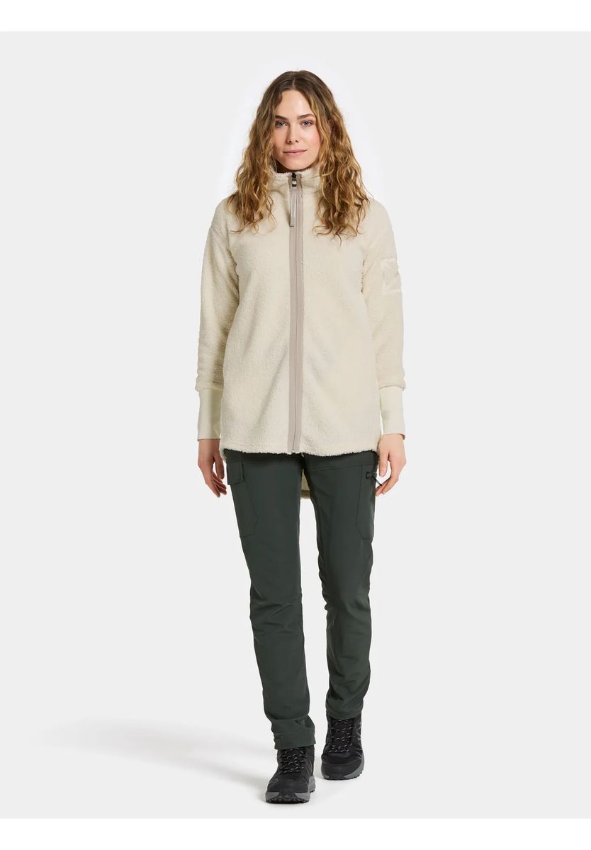 Lange Teddy-Fleecejacke mit Stehkragen