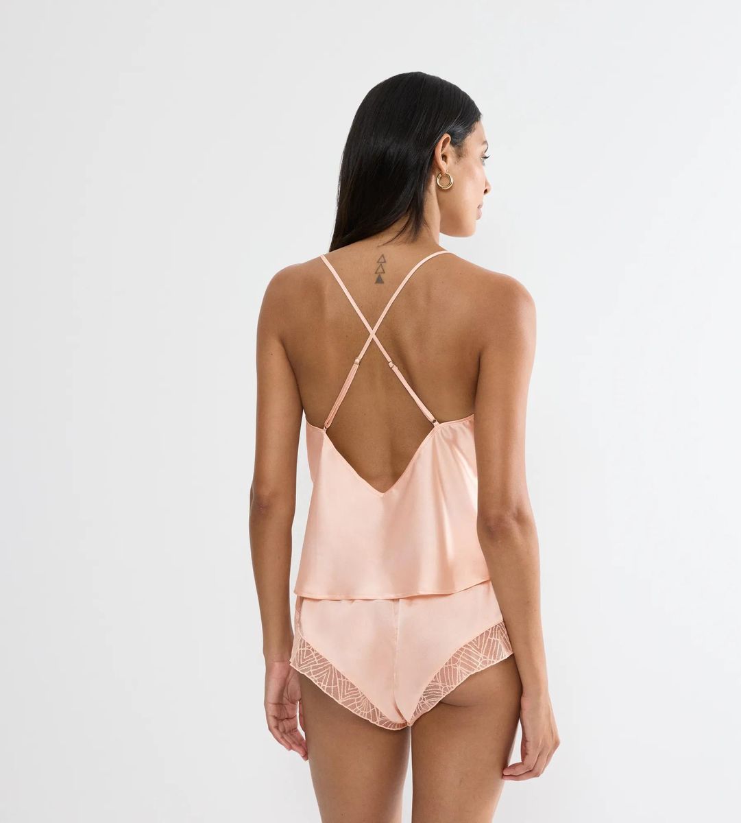 Satin-Camisole und Shorts Set mit Spitze