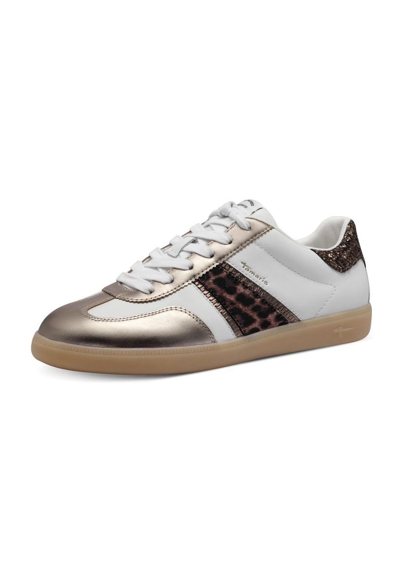 Sneaker mit Leopardenmuster und Metallic-Details